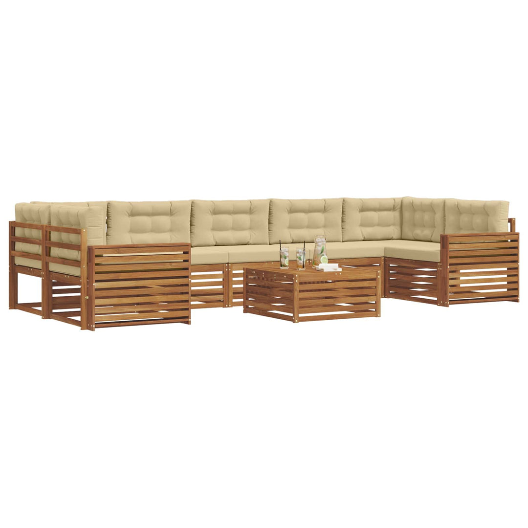 Udendørs sofagruppe med pude 8 pcs Naturlig og Beige