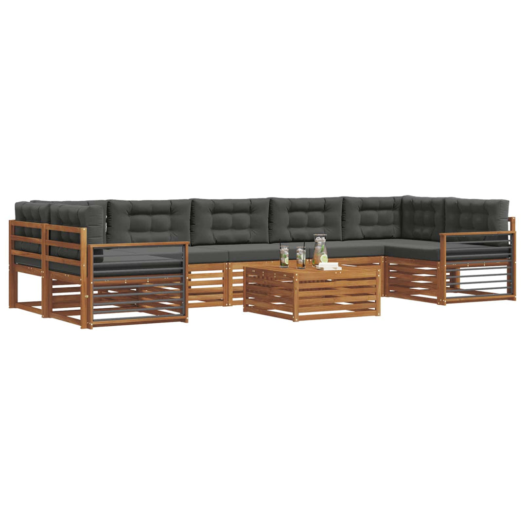 Udendørs sofagruppe med pude 8 pcs Naturlig og Antracit