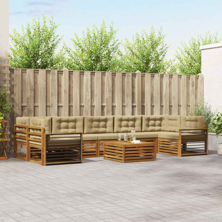Udendørs sofagruppe med pude 8 pcs Naturlig og Beige