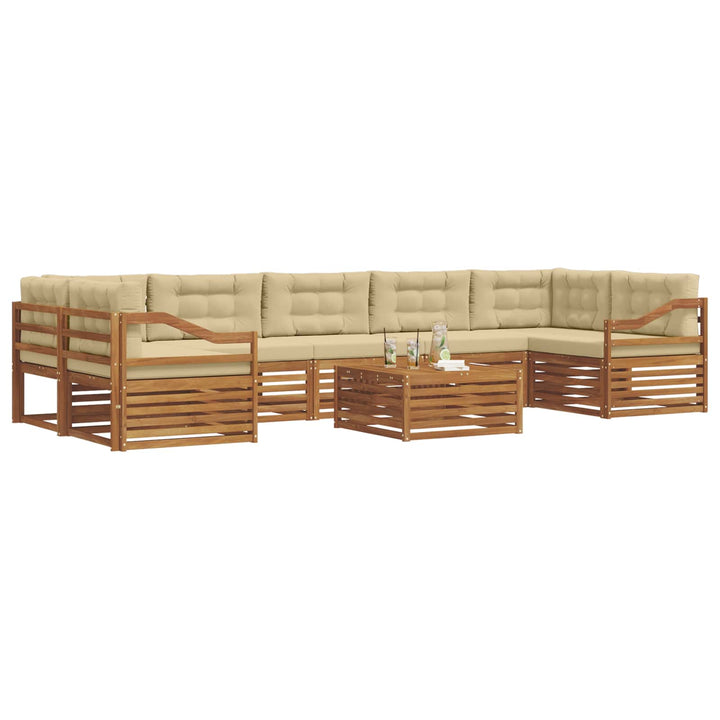 Udendørs sofagruppe med pude 8 pcs Naturlig og Beige