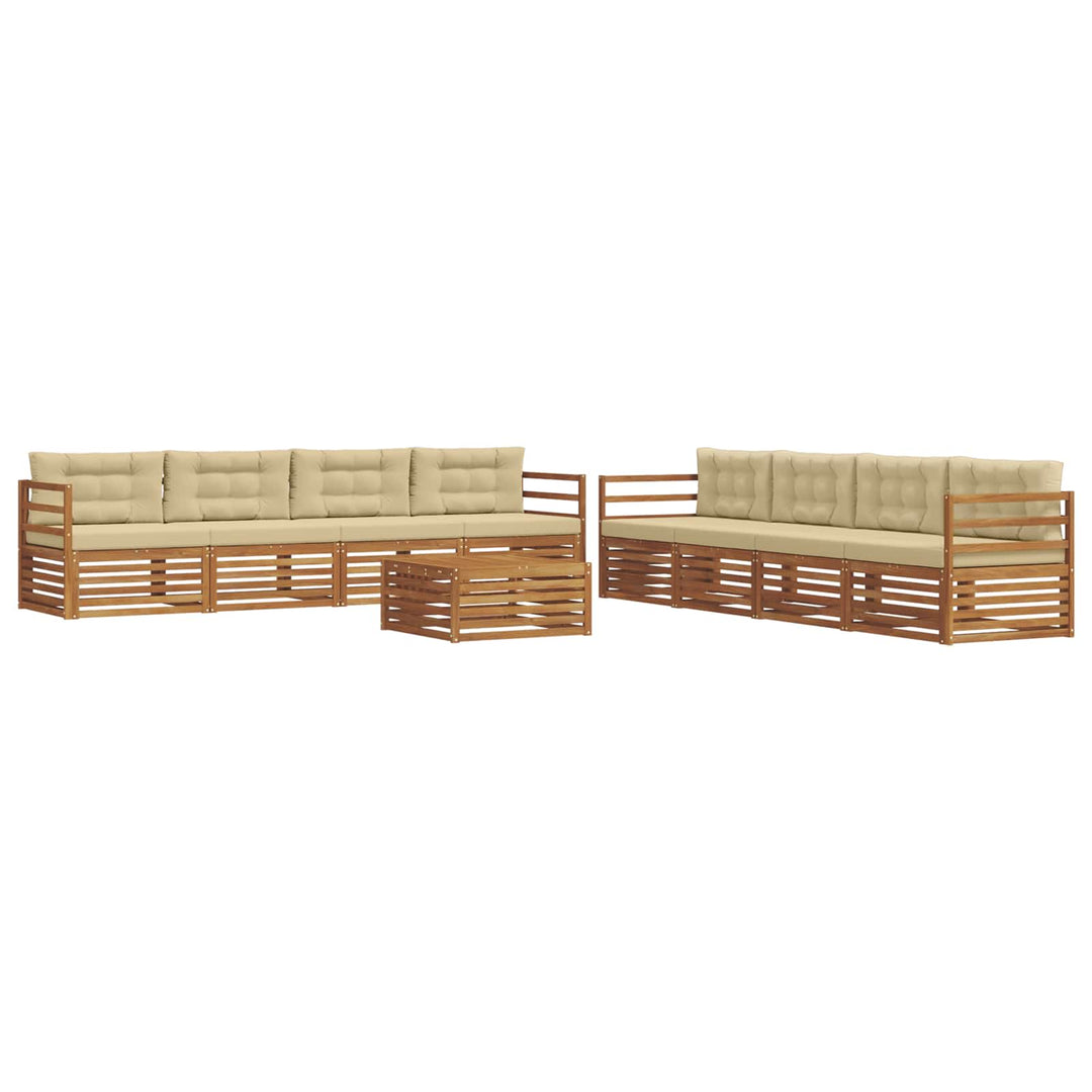 Udendørs sofagruppe med pude 9 pcs Naturlig og Beige