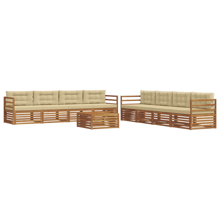 Udendørs sofagruppe med pude 9 pcs Naturlig og Beige