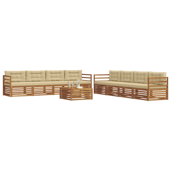 Udendørs sofagruppe med pude 9 pcs Naturlig og Beige