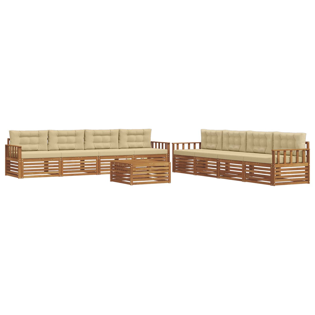 Udendørs sofagruppe med pude 9 pcs Naturlig og Beige