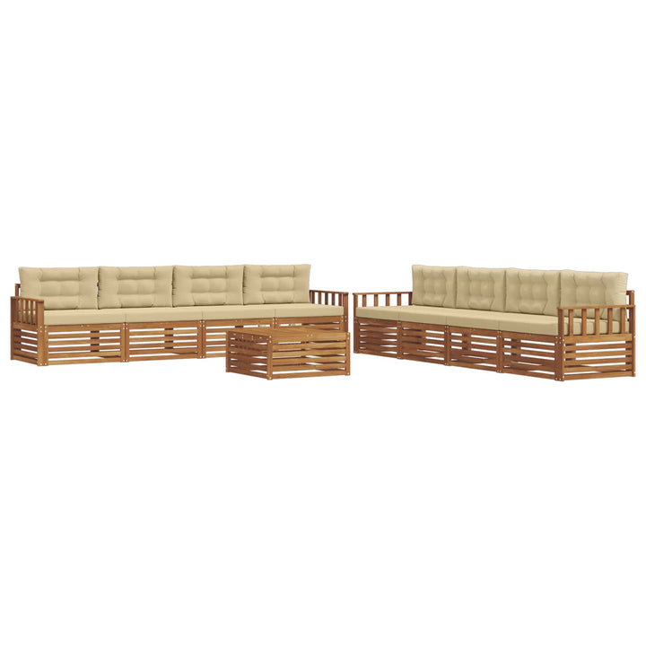 Udendørs sofagruppe med pude 9 pcs Naturlig og Beige