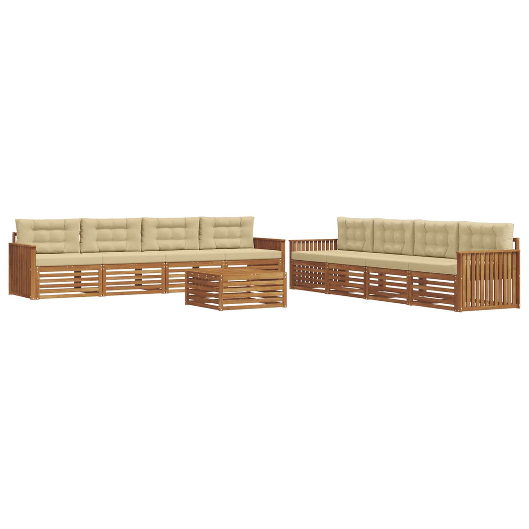 Udendørs sofagruppe med pude 9 pcs Naturlig og Beige