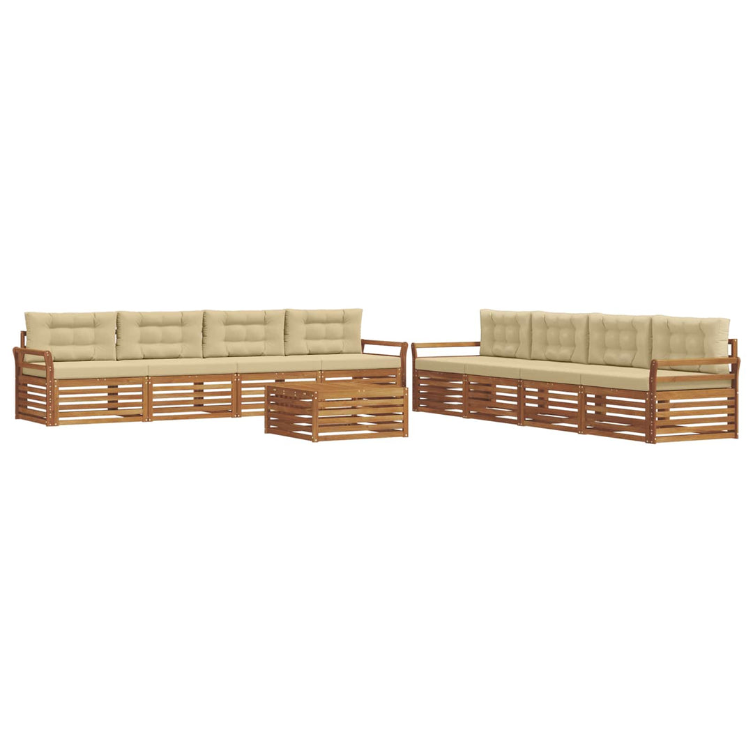 Udendørs sofagruppe med pude 9 pcs Naturlig og Beige