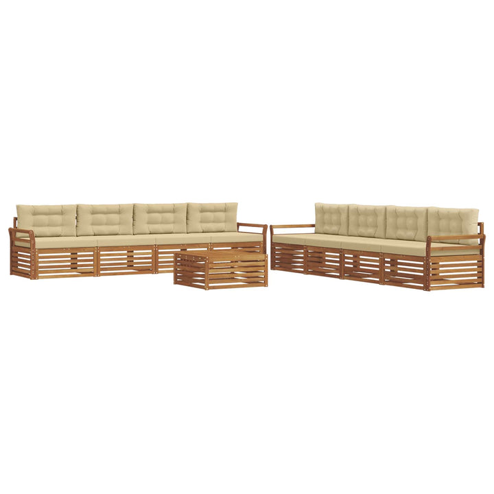 Udendørs sofagruppe med pude 9 pcs Naturlig og Beige