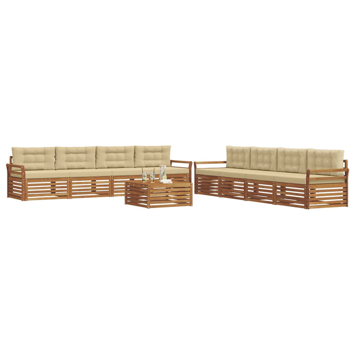Udendørs sofagruppe med pude 9 pcs Naturlig og Beige