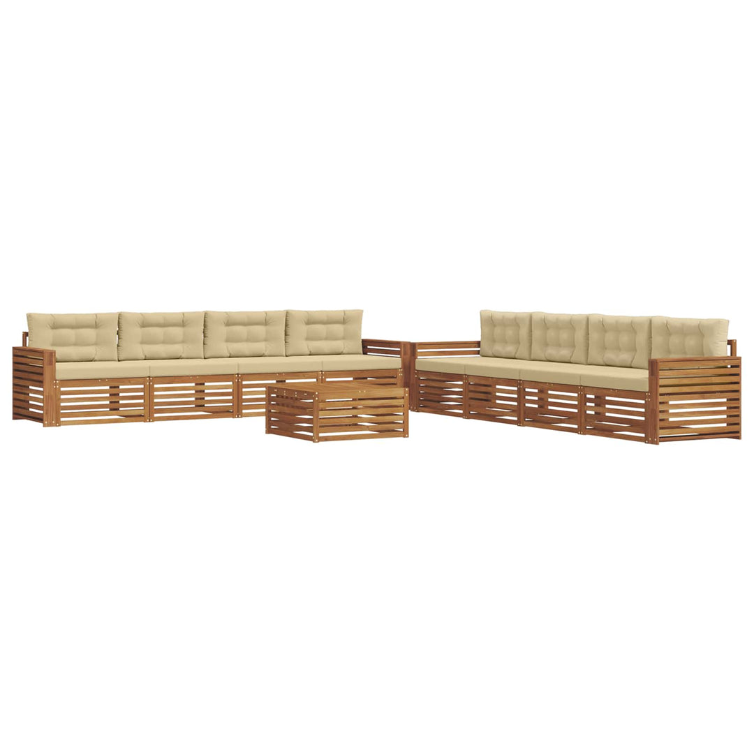 Udendørs sofagruppe med pude 9 pcs Naturlig og Beige