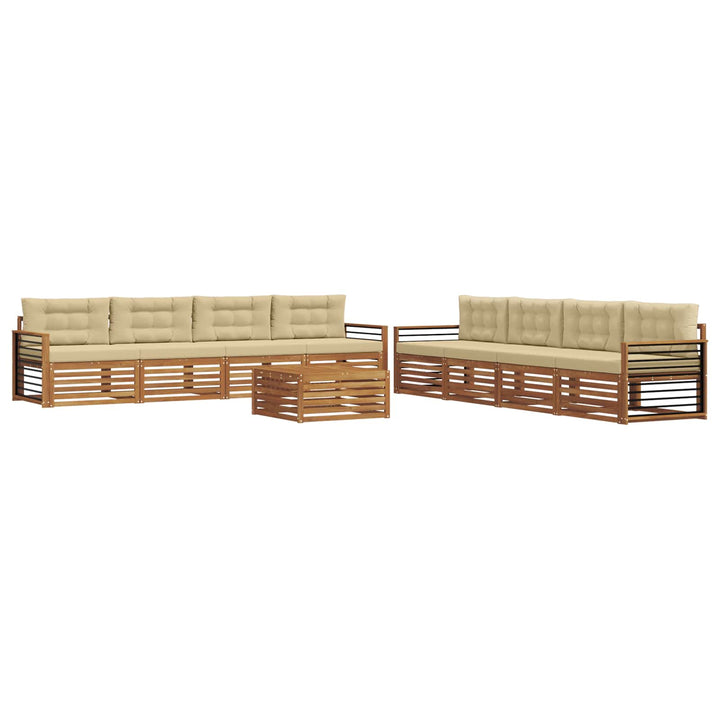 Udendørs sofagruppe med pude 9 pcs Naturlig og Beige