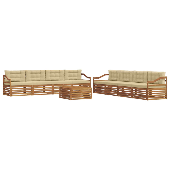 Udendørs sofagruppe med pude 9 pcs Naturlig og Beige
