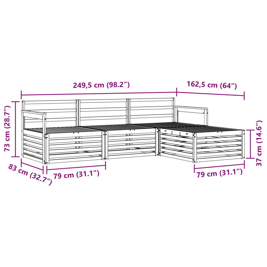 Udendørs sofagruppe Naturfarvet 249,5 x 162,5 x 73 cm