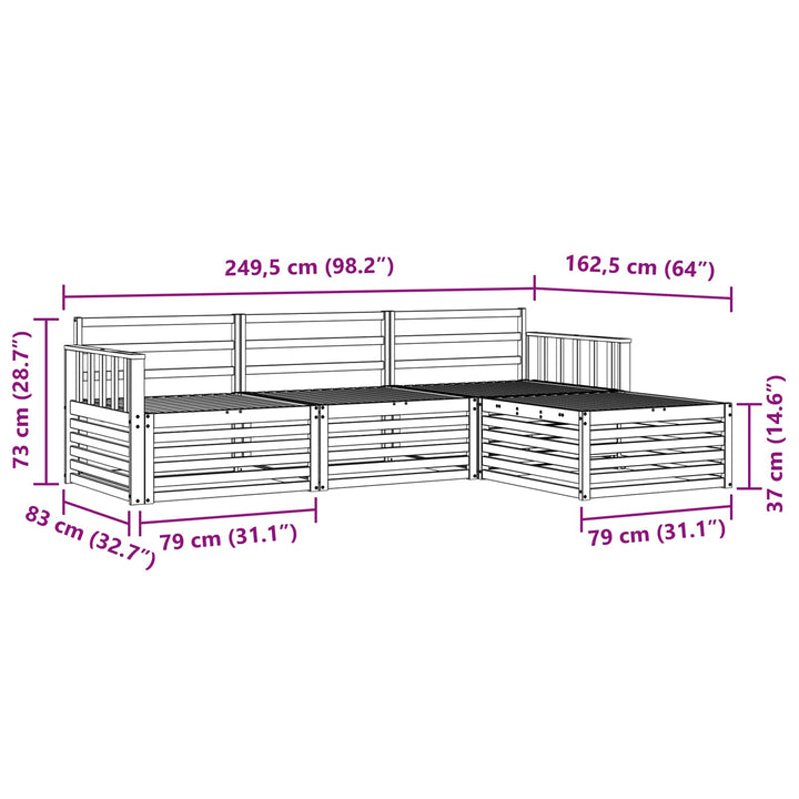 Udendørs sofagruppe Naturfarvet 249,5 x 162,5 x 73 cm