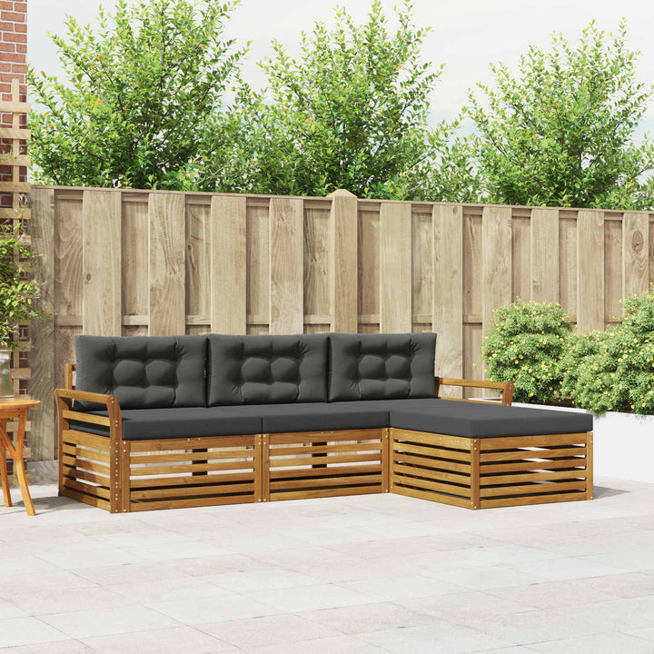 Udendørs sofagruppe Naturlig og Antracit 254 x 162,5 x 73 cm