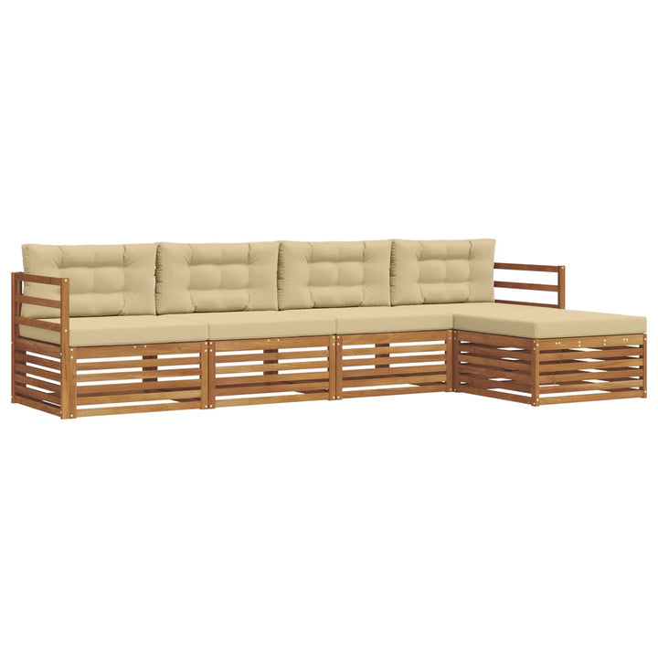 Udendørs sofagruppe med pude 5 pcs Naturlig og Beige