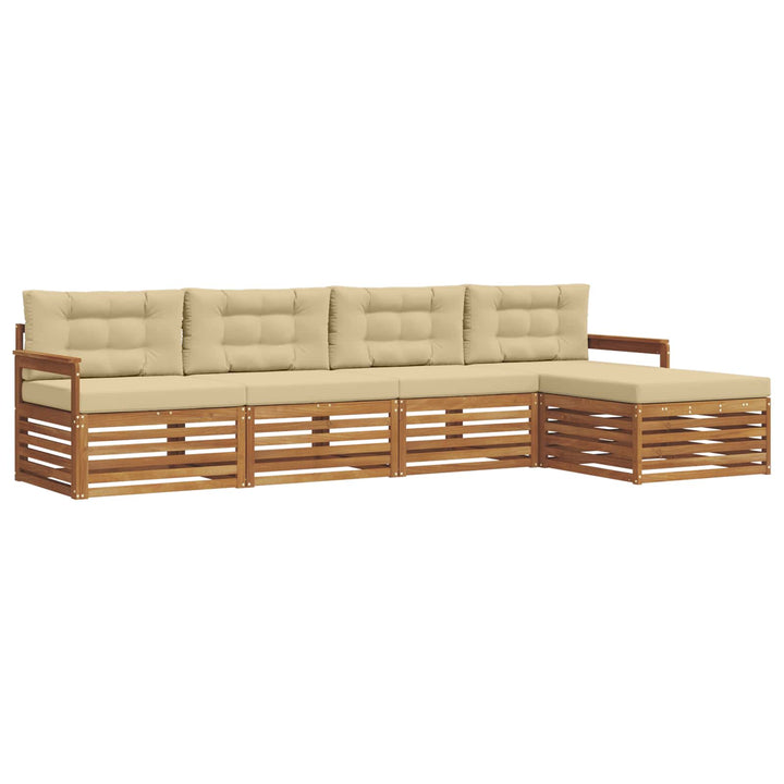 Udendørs sofagruppe med pude 5 pcs Naturlig og Beige