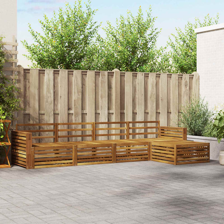 Udendørs sofagruppe 5 pcs Naturfarvet Massivt Akacietræ