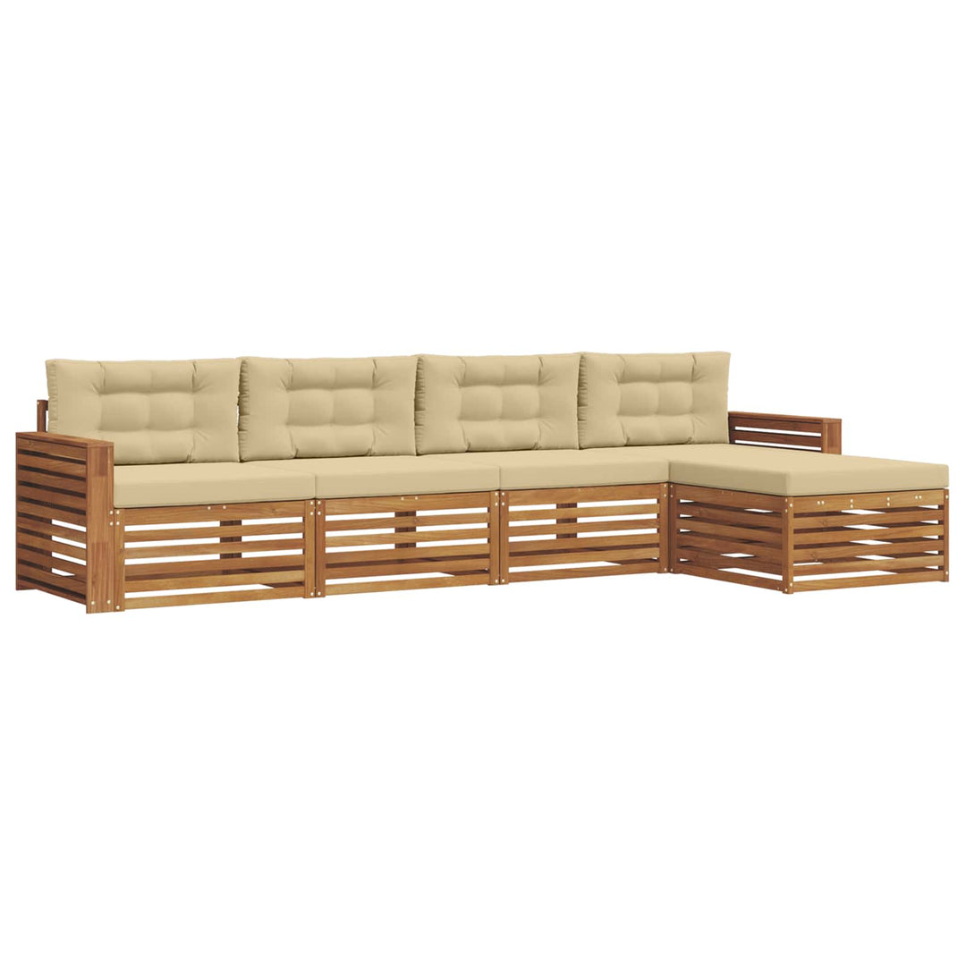 Udendørs sofagruppe med pude 5 pcs Naturlig og Beige
