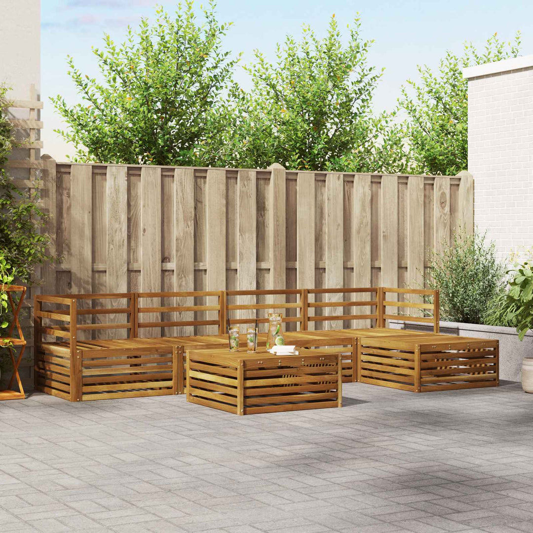 Udendørs sofagruppe 6 pcs Naturfarvet Massivt Akacietræ