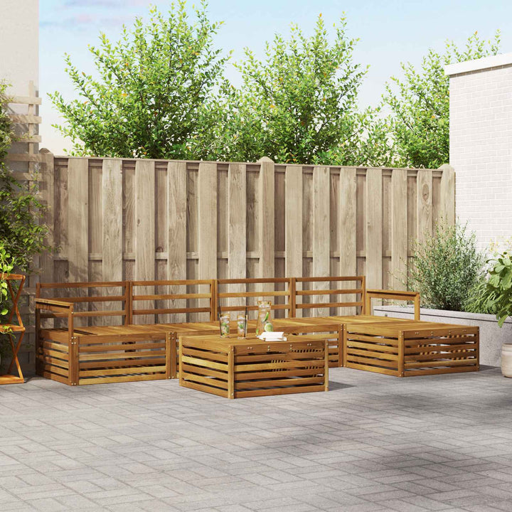 Udendørs sofagruppe 6 pcs Naturfarvet Massivt Akacietræ