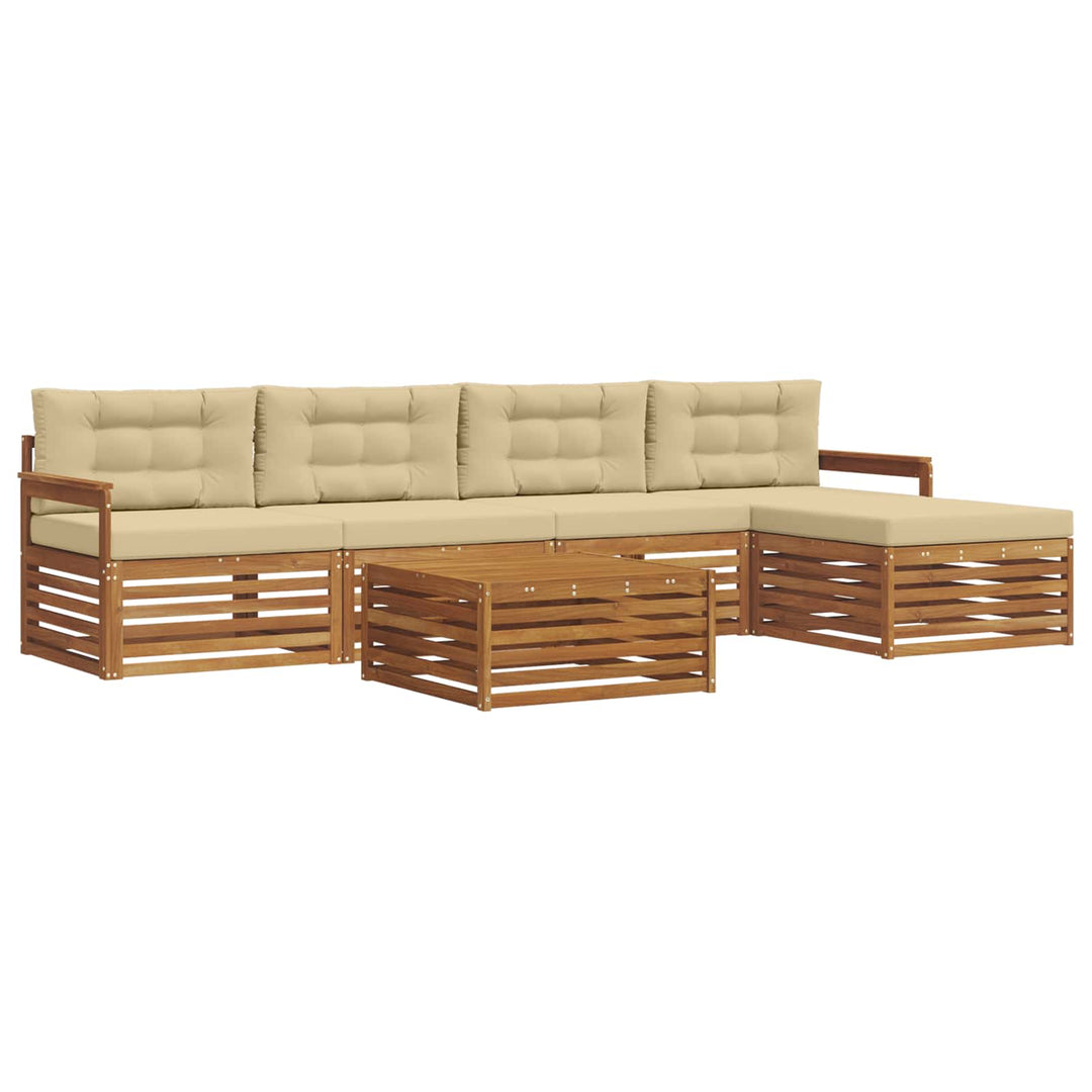 Udendørs sofagruppe med pude 6 pcs Naturlig og Beige