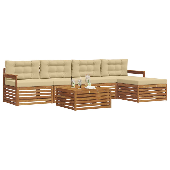 Udendørs sofagruppe med pude 6 pcs Naturlig og Beige