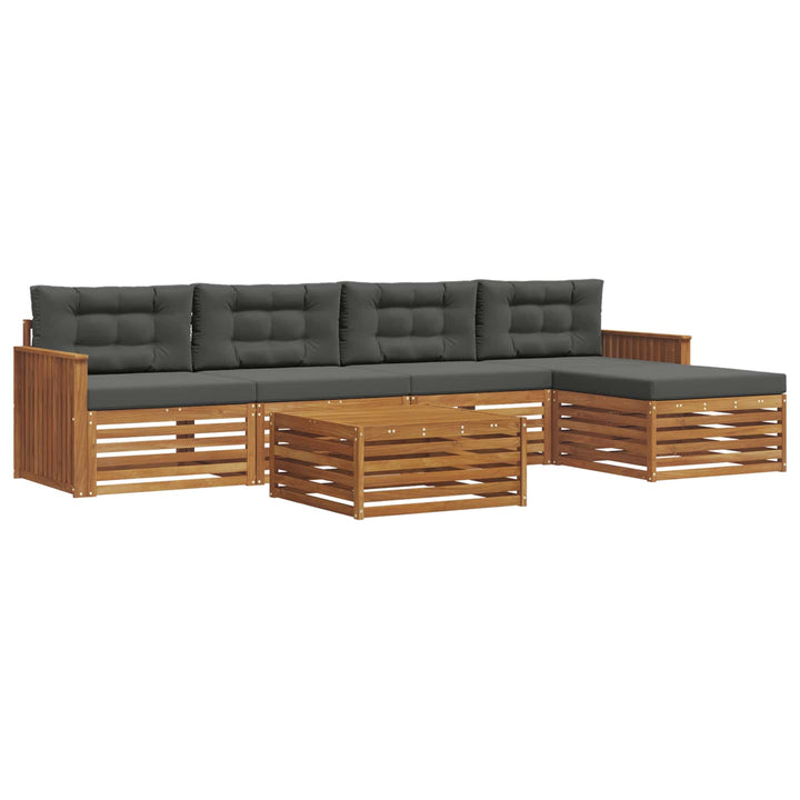 Udendørs sofagruppe med pude 6 pcs Naturlig og Antracit
