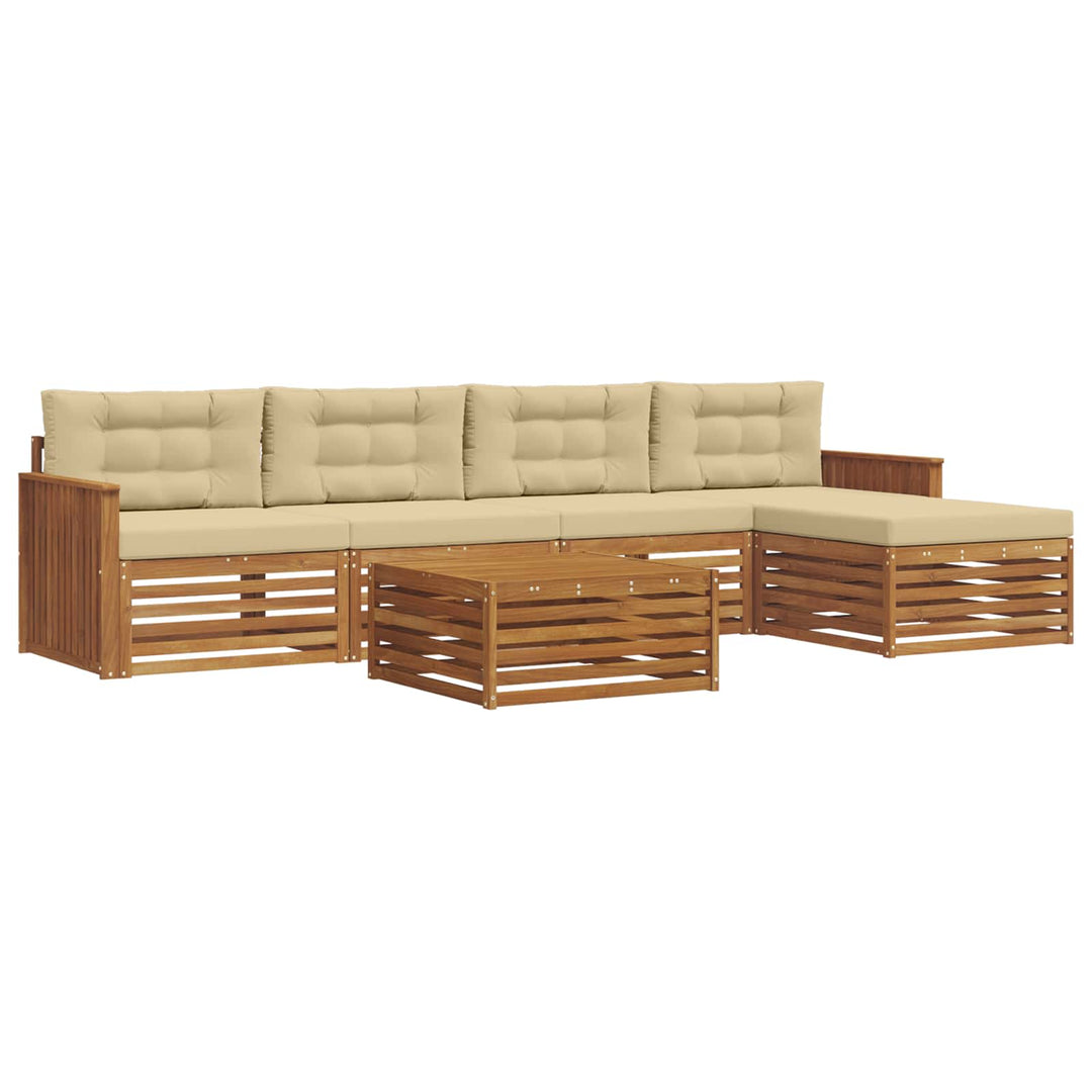 Udendørs sofagruppe med pude 6 pcs Naturlig og Beige