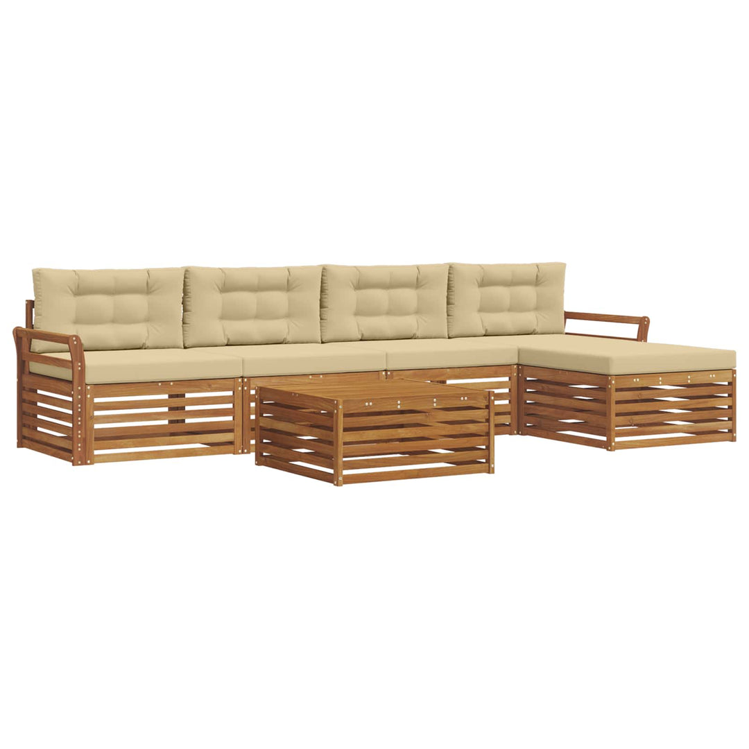 Udendørs sofagruppe med pude 6 pcs Naturlig og Beige