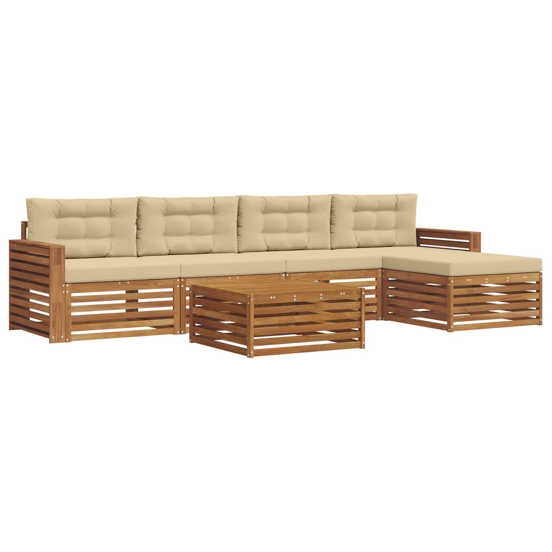 Udendørs sofagruppe med pude 6 pcs Naturlig og Beige