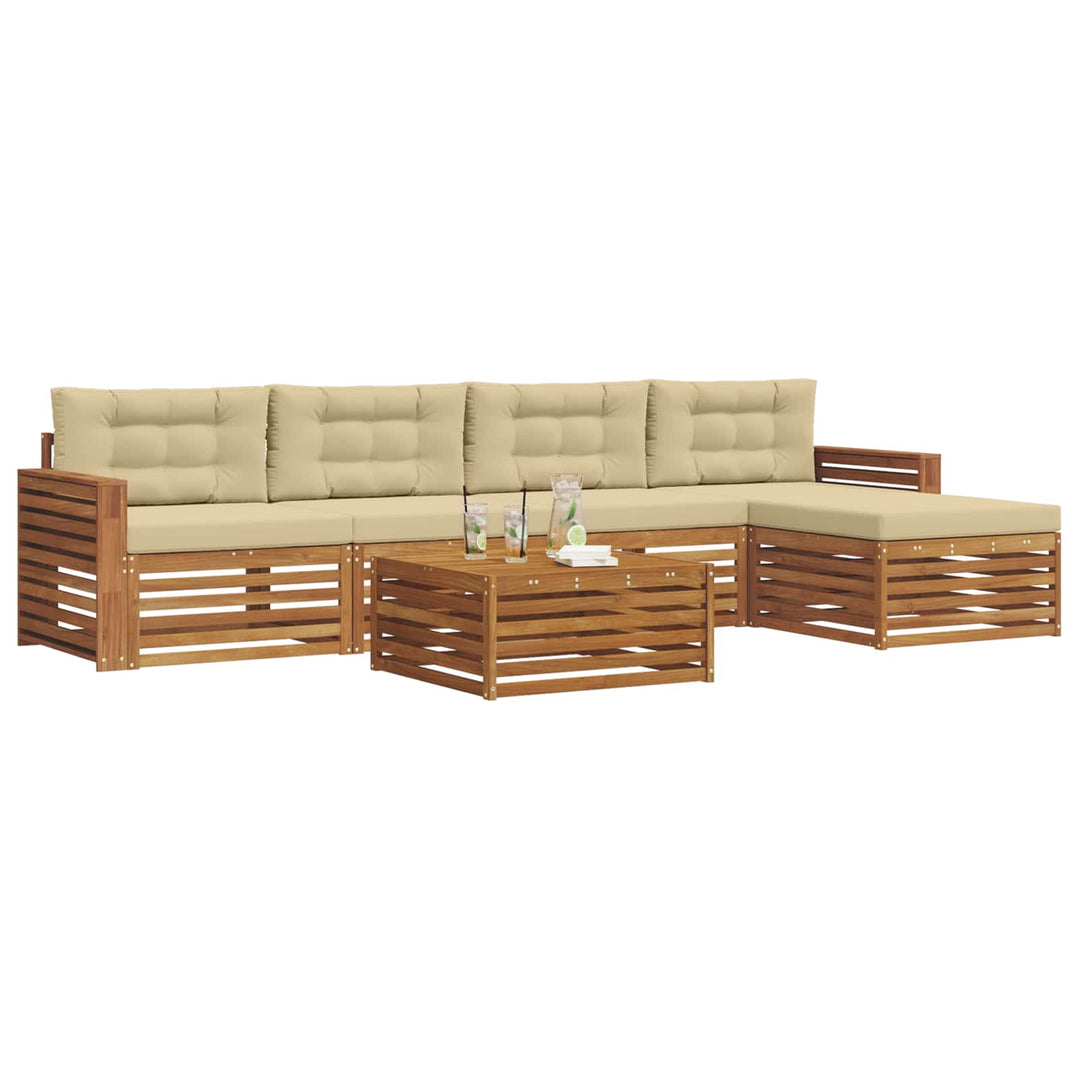 Udendørs sofagruppe med pude 6 pcs Naturlig og Beige