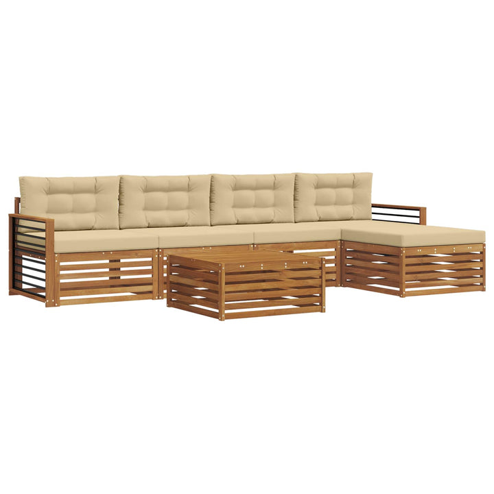 Udendørs sofagruppe med pude 6 pcs Naturlig og Beige