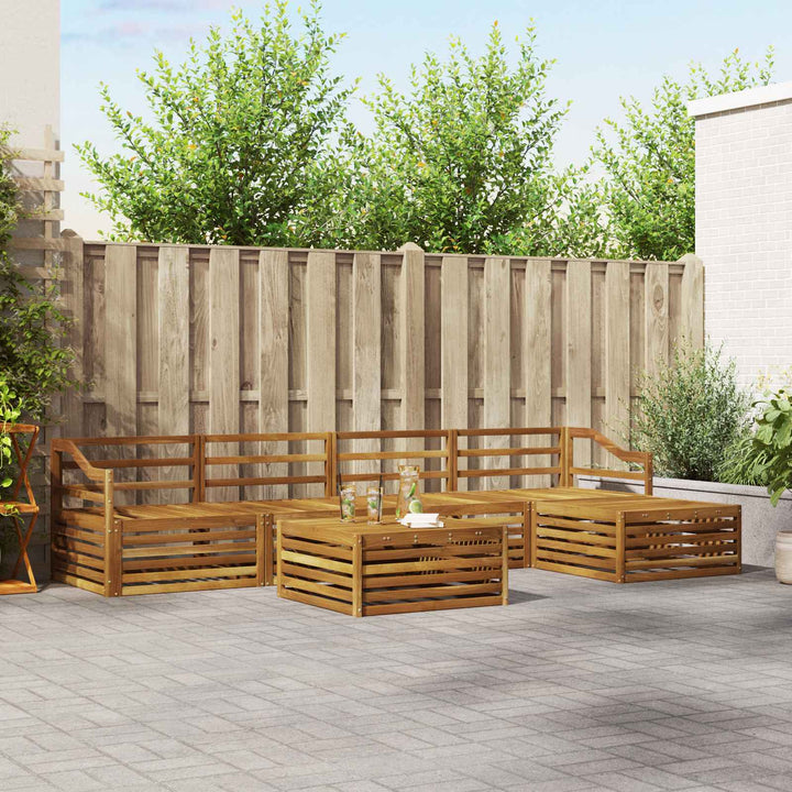 Udendørs sofagruppe 6 pcs Naturfarvet Massivt Akacietræ