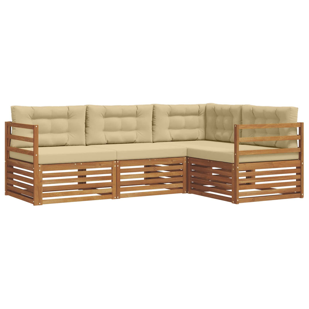 Udendørs sofagruppe med pude 4 pcs Naturlig og Beige