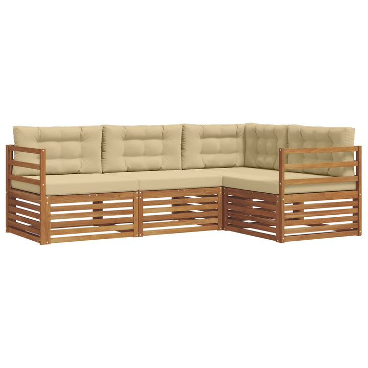 Udendørs sofagruppe med pude 4 pcs Naturlig og Beige