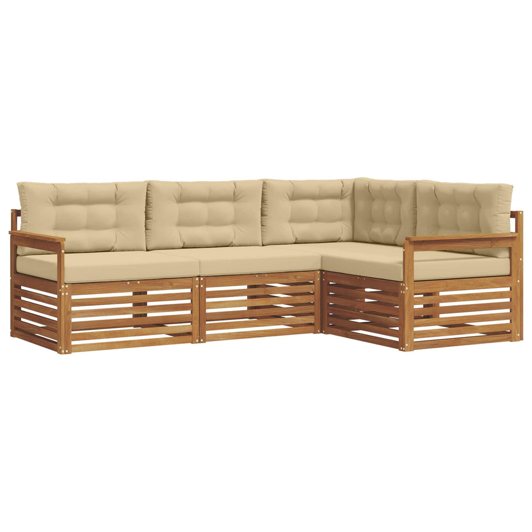 Udendørs sofagruppe med pude 4 pcs Naturlig og Beige