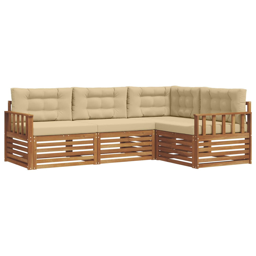 Udendørs sofagruppe med pude 4 pcs Naturlig og Beige