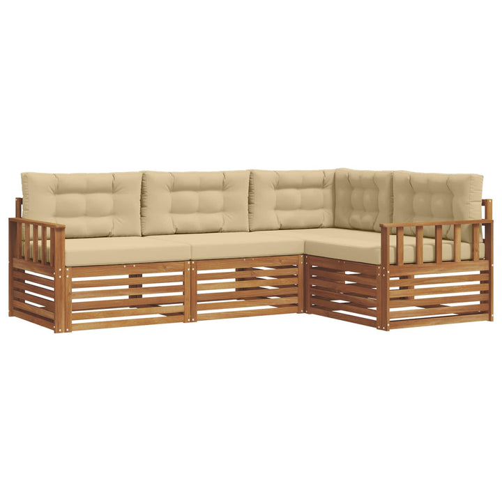 Udendørs sofagruppe med pude 4 pcs Naturlig og Beige