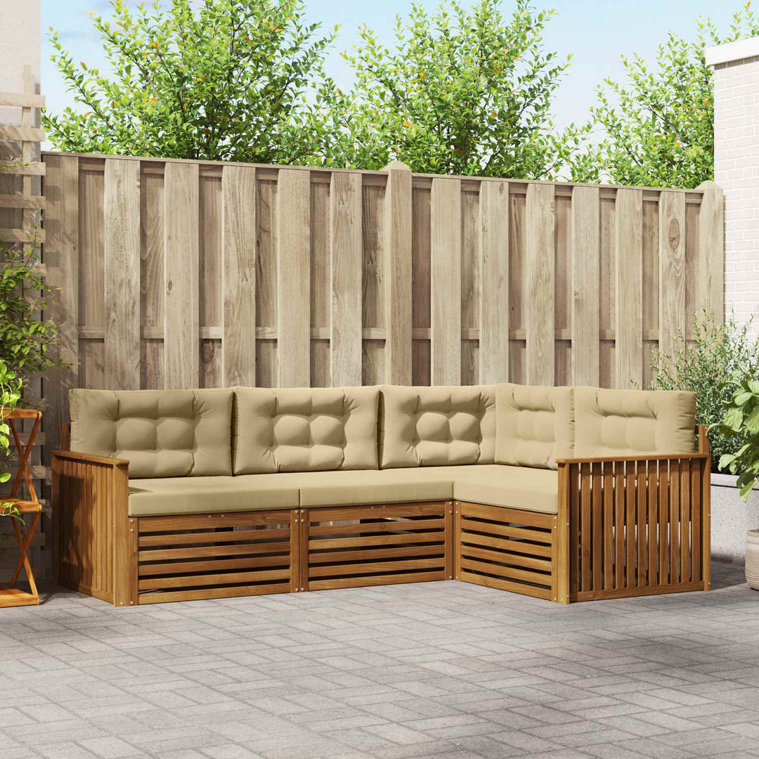 Udendørs sofagruppe med pude 4 pcs Naturlig og Beige