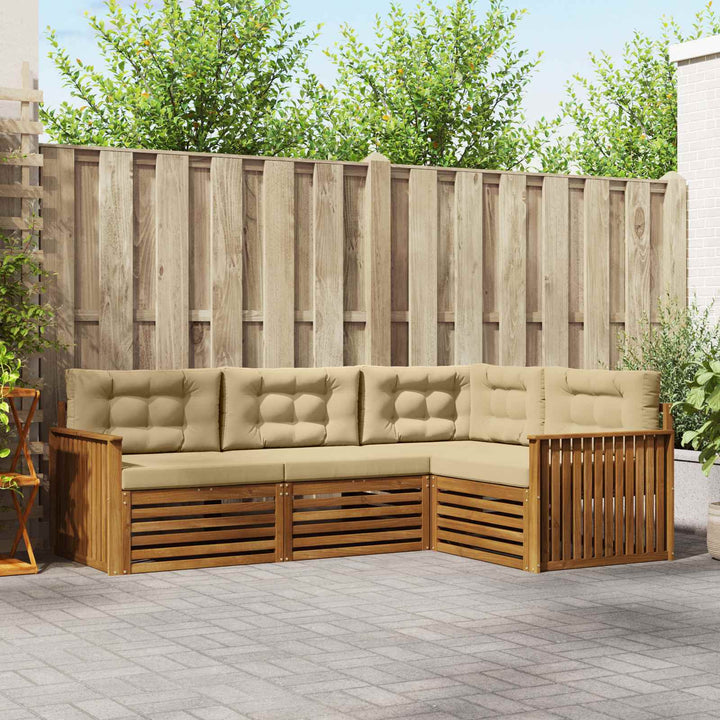 Udendørs sofagruppe med pude 4 pcs Naturlig og Beige