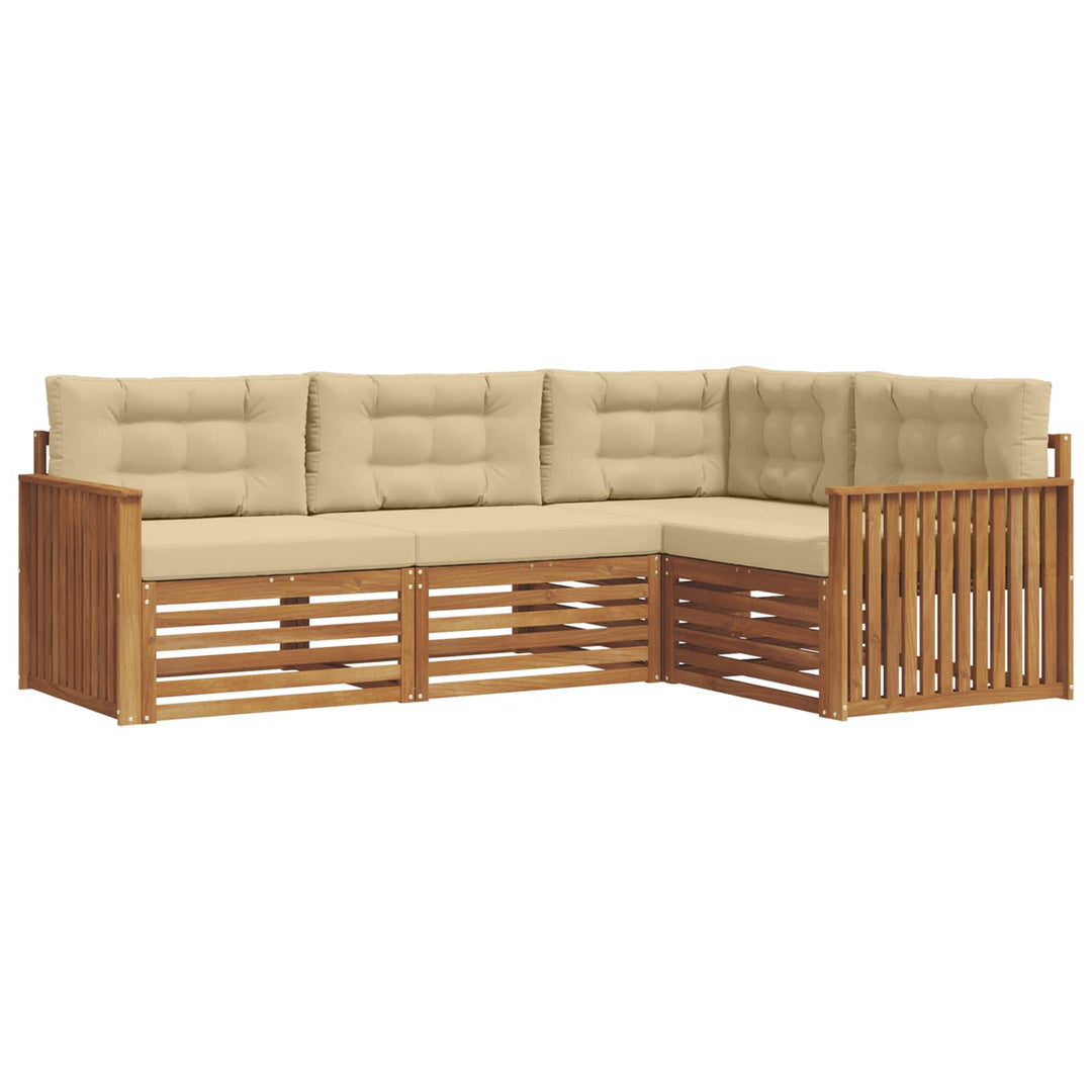 Udendørs sofagruppe med pude 4 pcs Naturlig og Beige