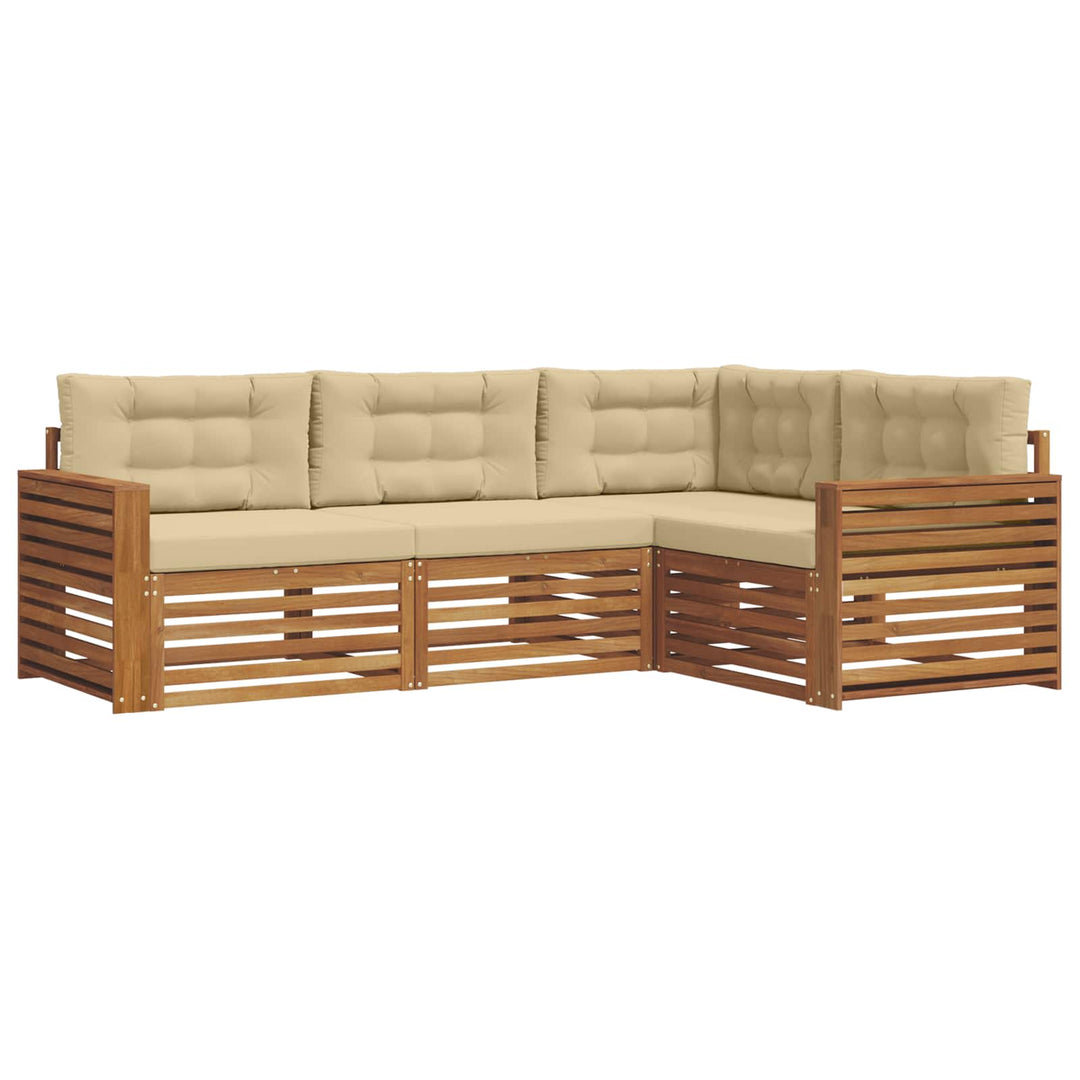 Udendørs sofagruppe med pude 4 pcs Naturlig og Beige