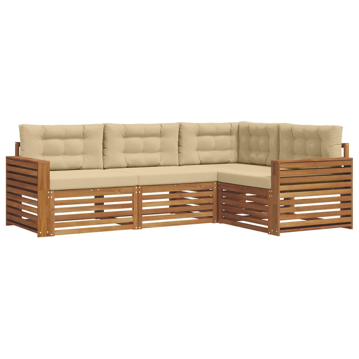 Udendørs sofagruppe med pude 4 pcs Naturlig og Beige