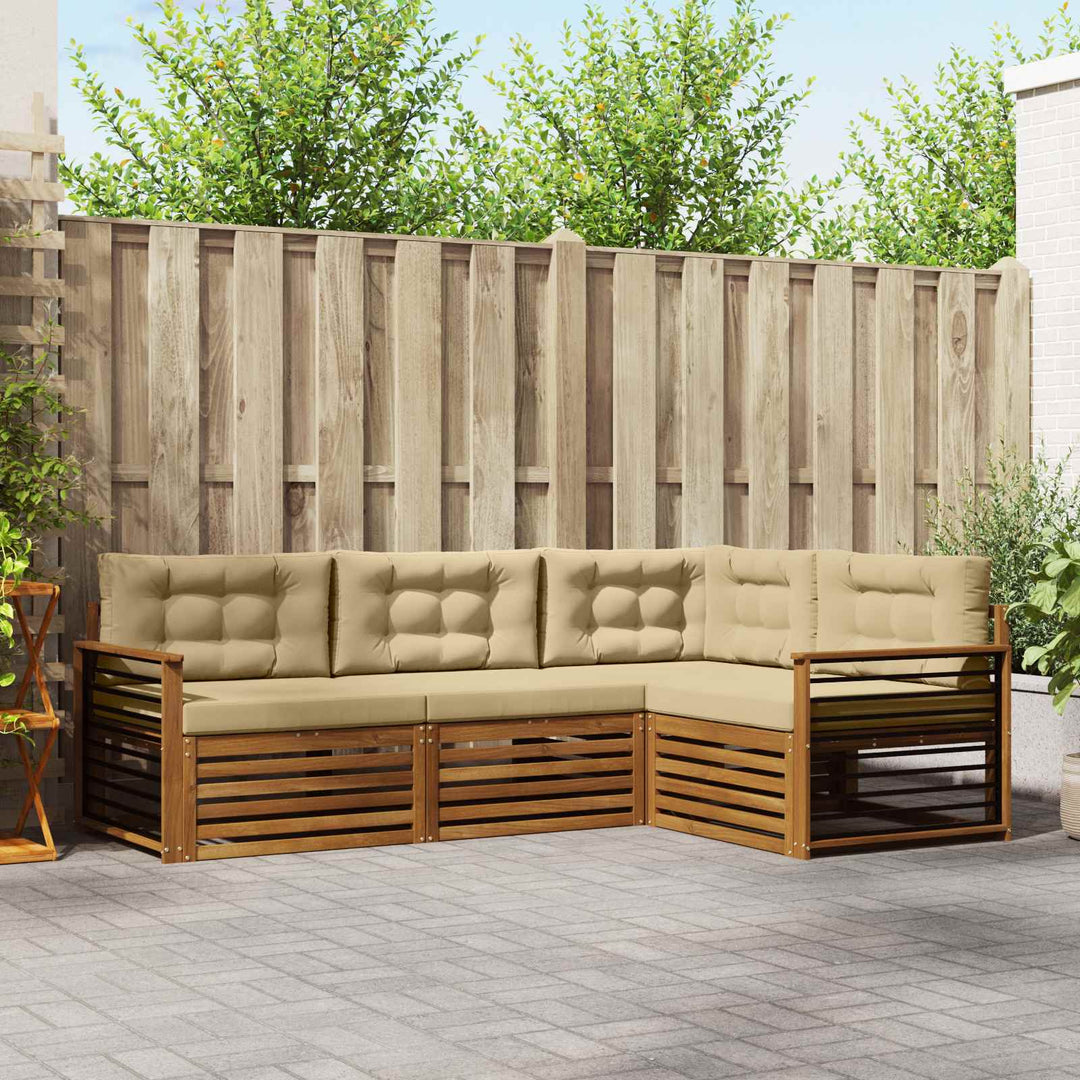Udendørs sofagruppe med pude 4 pcs Naturlig og Beige
