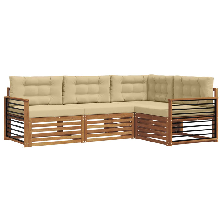 Udendørs sofagruppe med pude 4 pcs Naturlig og Beige