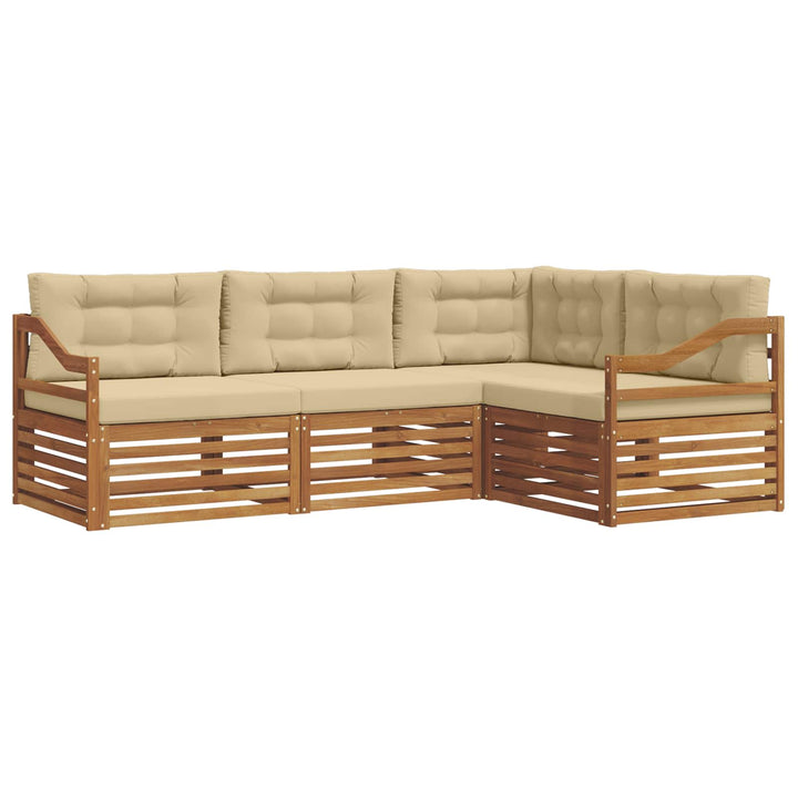 Udendørs sofagruppe med pude 4 pcs Naturlig og Beige