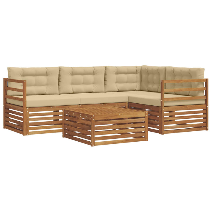 Udendørs sofagruppe med pude 5 pcs Naturlig og Beige