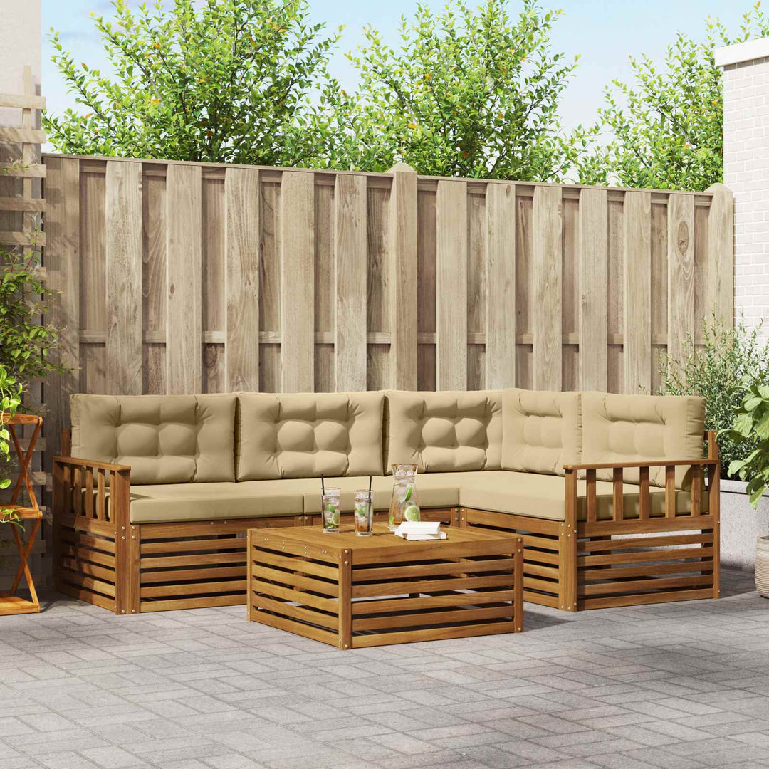 Udendørs sofagruppe med pude 5 pcs Naturlig og Beige