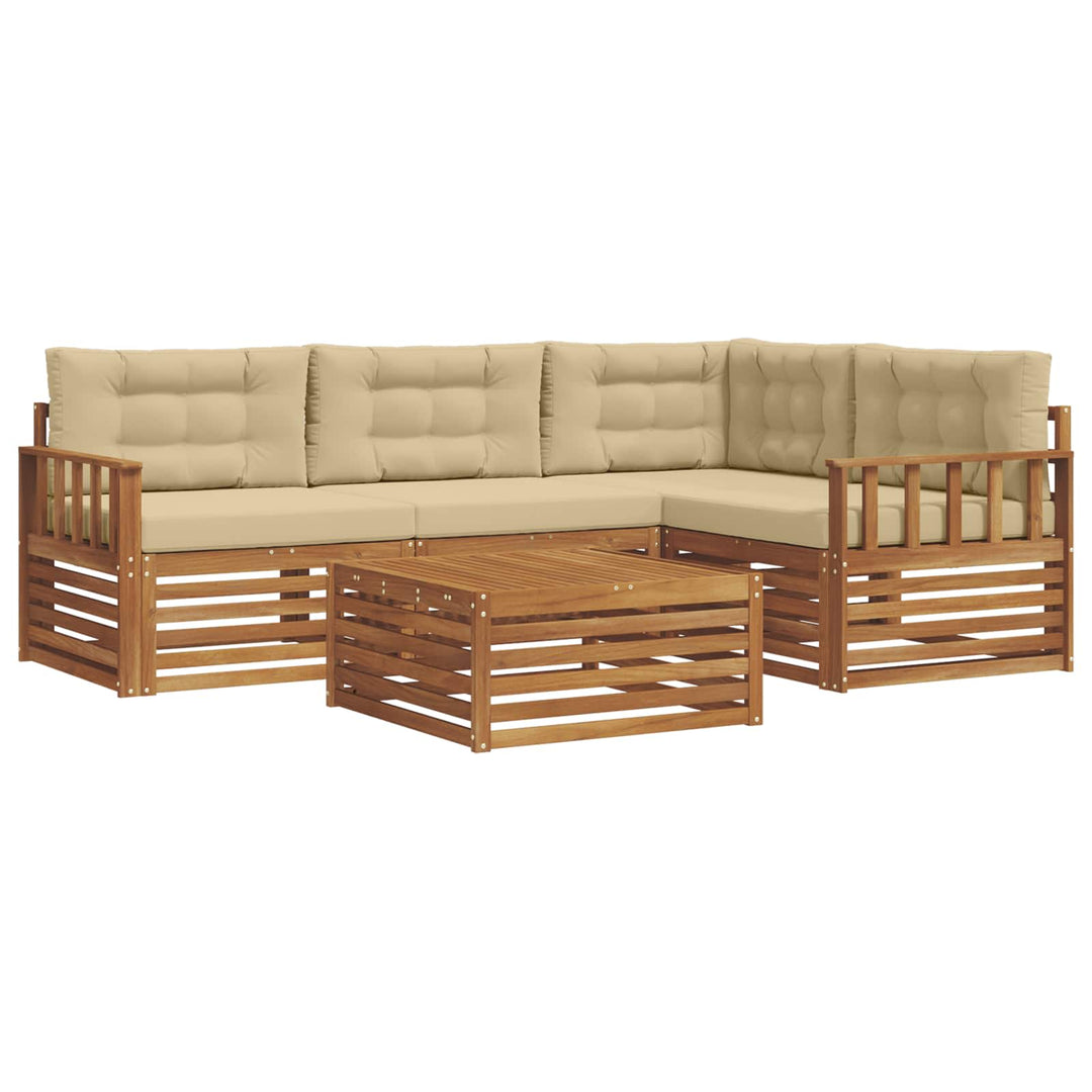 Udendørs sofagruppe med pude 5 pcs Naturlig og Beige